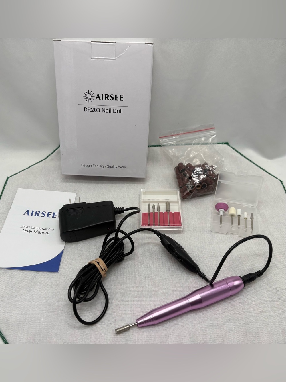 AIRSEE Portable Electric Nail Drill Professional Efile Kit Acrylic Gel DR-203